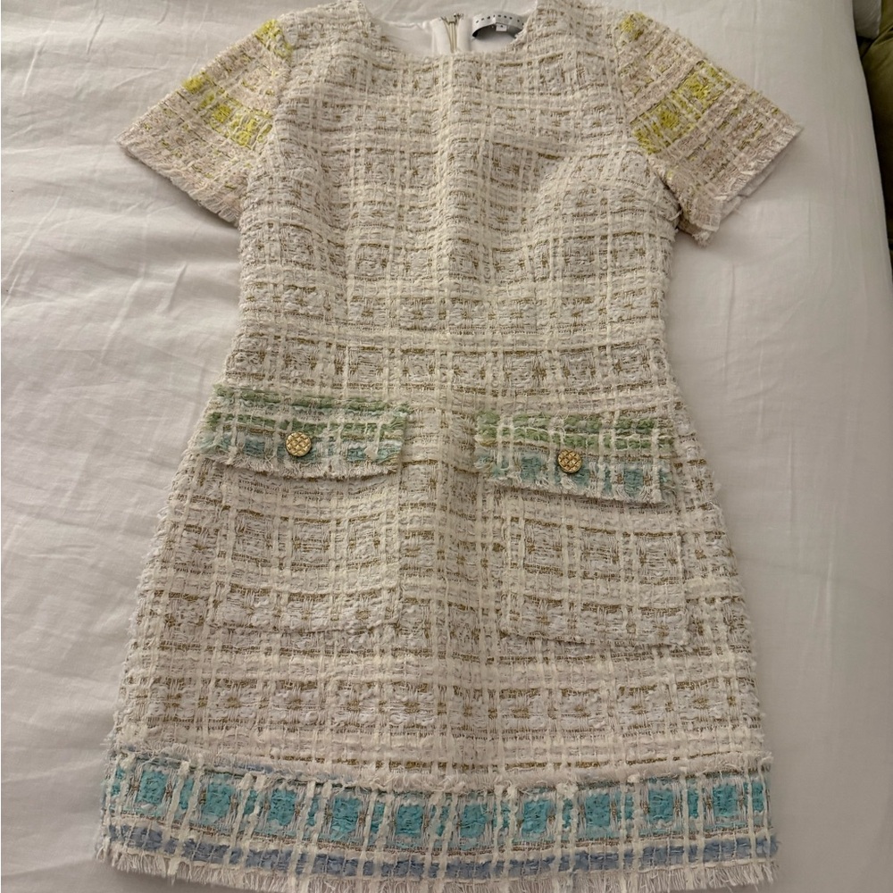 Endless Rose Cream Sheath Dress Short Sleeve Crew Neck